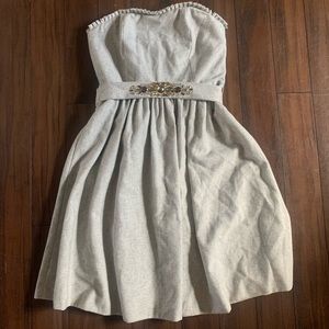 Banana Republic Wool Blend Belted Dress Holiday 2011 Grey Jewel Belt Strapless